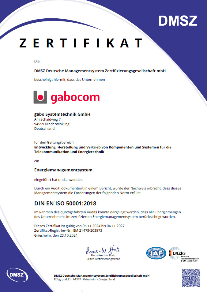 DIN EN ISO 50001:2018 Energiemanagementsystem